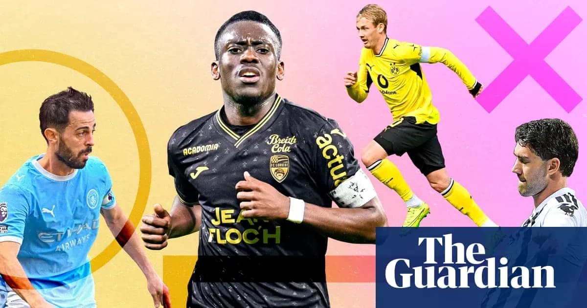 Four football players in action on colorful background