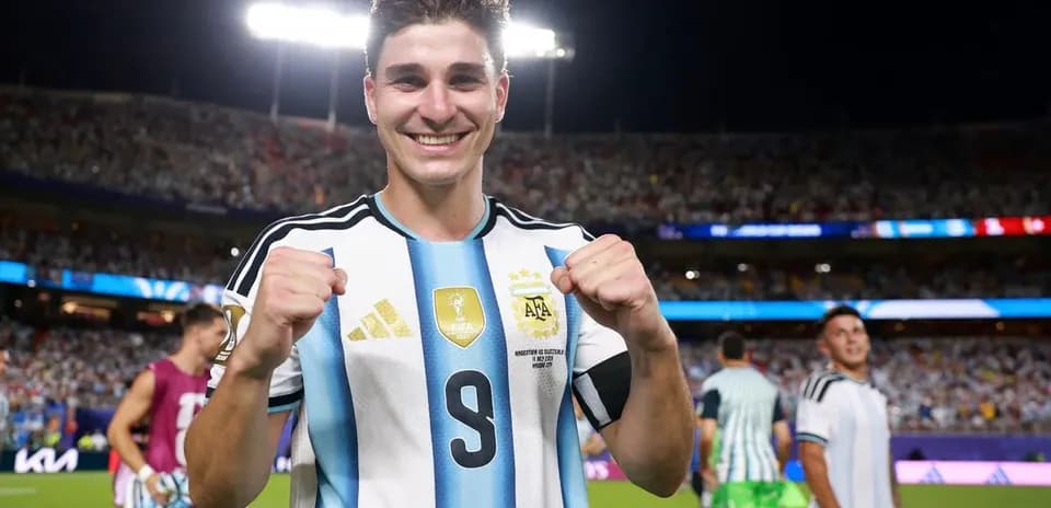 Player celebrating victory in Argentina jersey