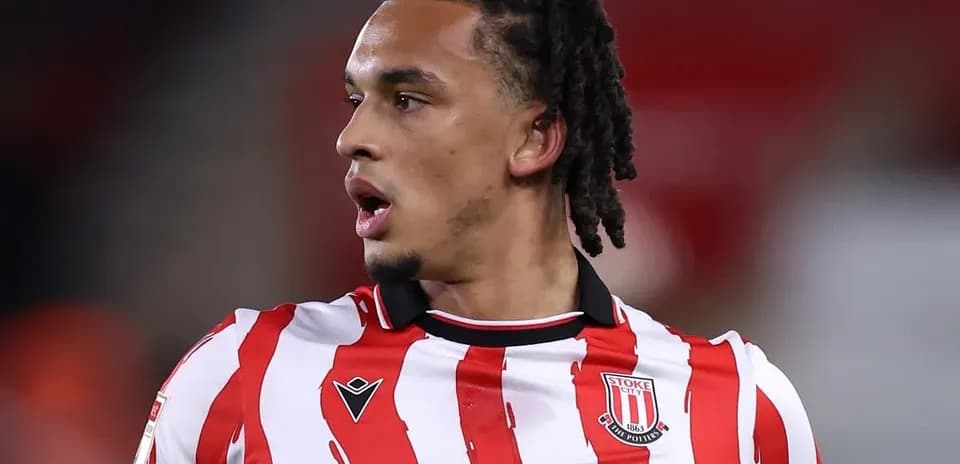 Player in Stoke City jersey during match
