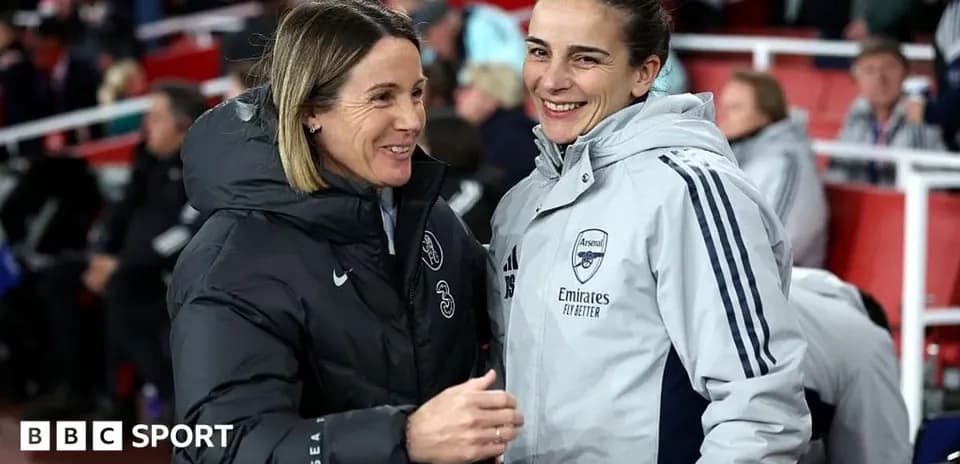 Coaches from Chelsea and Arsenal smiling together