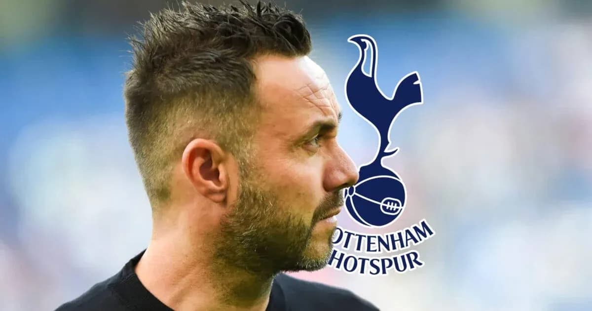Profile view of man next to Tottenham Hotspur logo