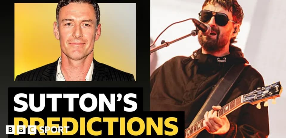 Collage of Sutton and a musician performing live