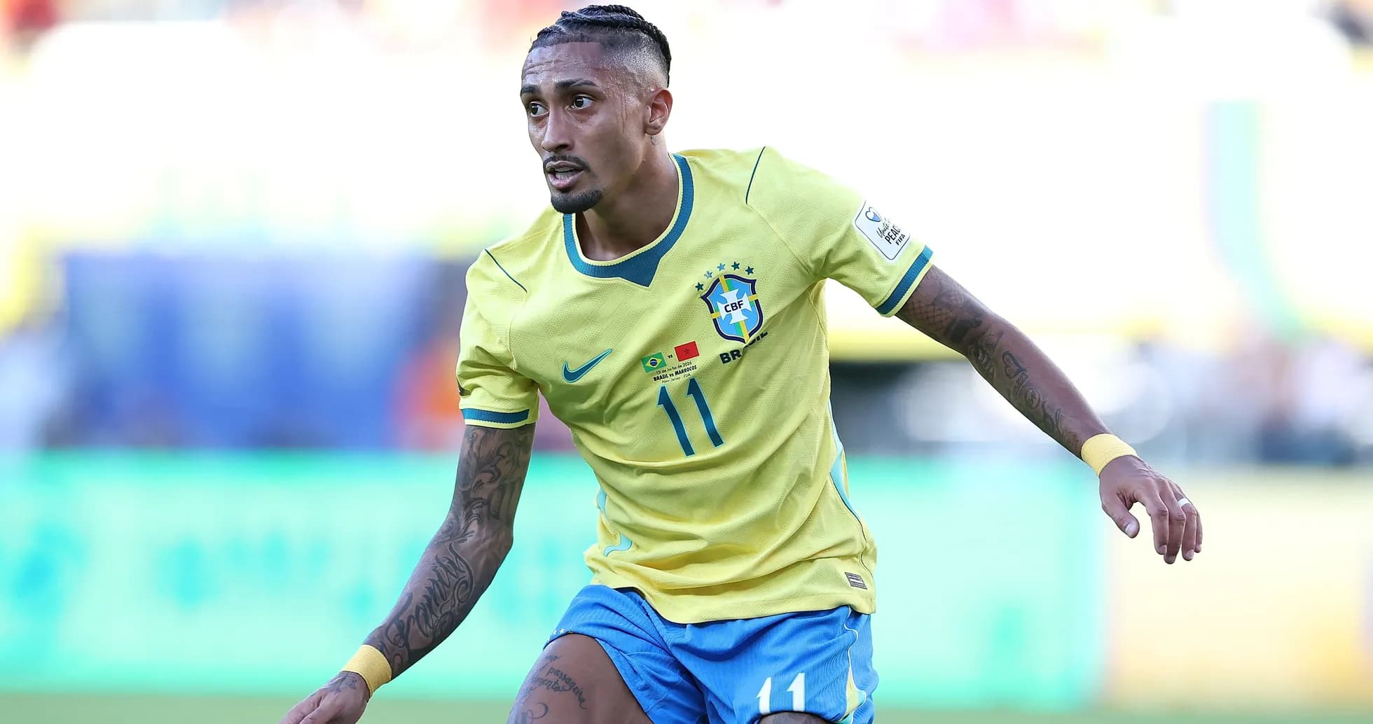 Player wearing Brazil jersey during a soccer match