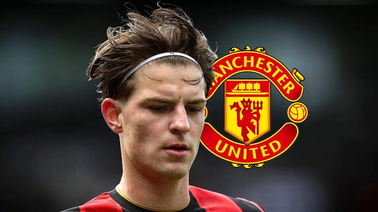 Player in red and black jersey with Manchester United logo