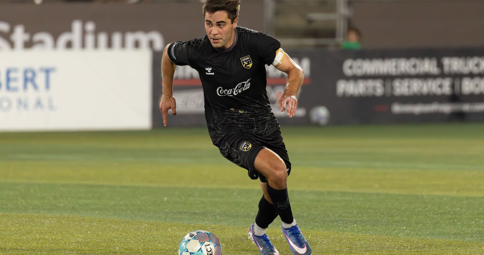 Player dribbling during Birmingham Legion match