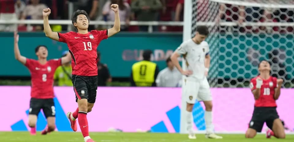 South Korea player celebrating during football match