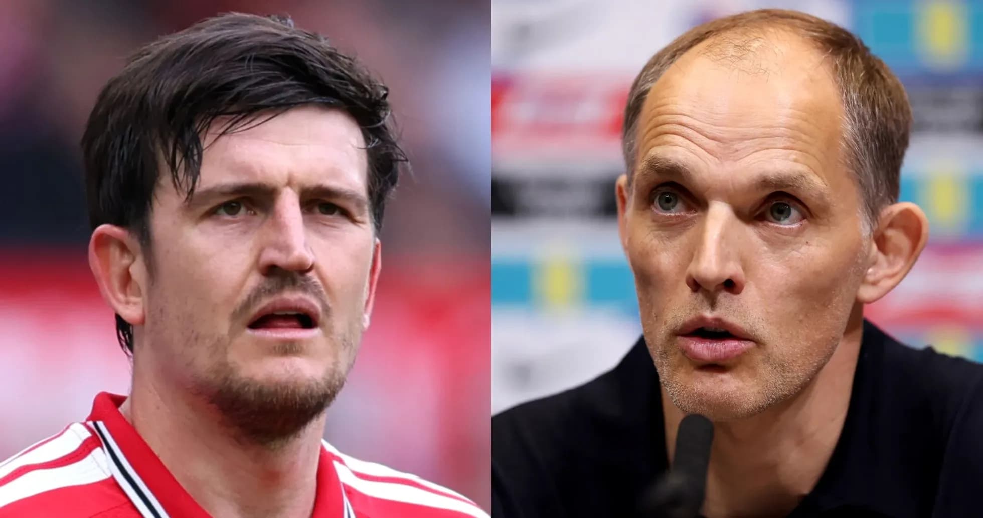 Harry Maguire and Thomas Tuchel during events