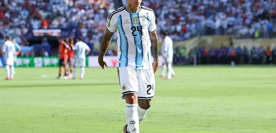 Argentinian player walking on the field during match