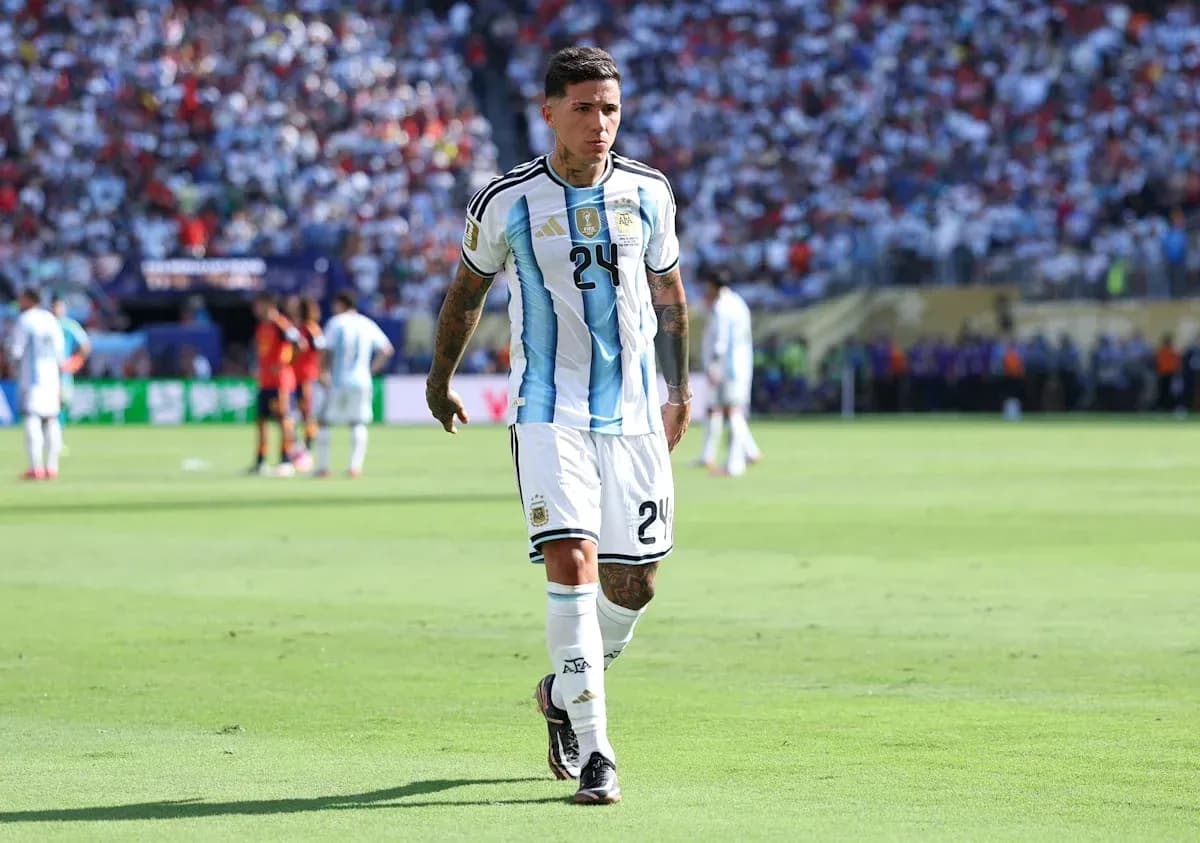 Argentinian player walking on the field during match