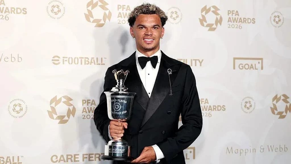 Player holding PFA Player of the Year award