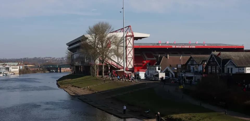 View of the stadium along the riverbank
