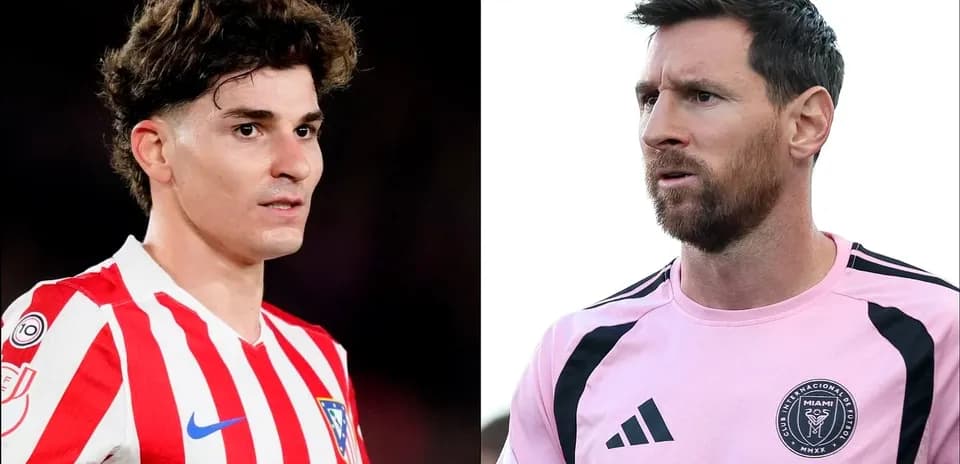 Two football players facing each other, one in red stripes