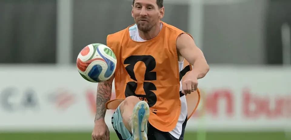 Player controlling ball during training session