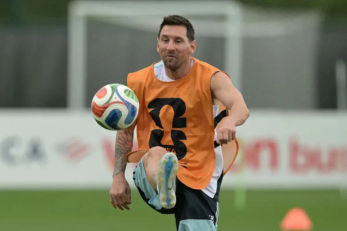 Player controlling ball during training session