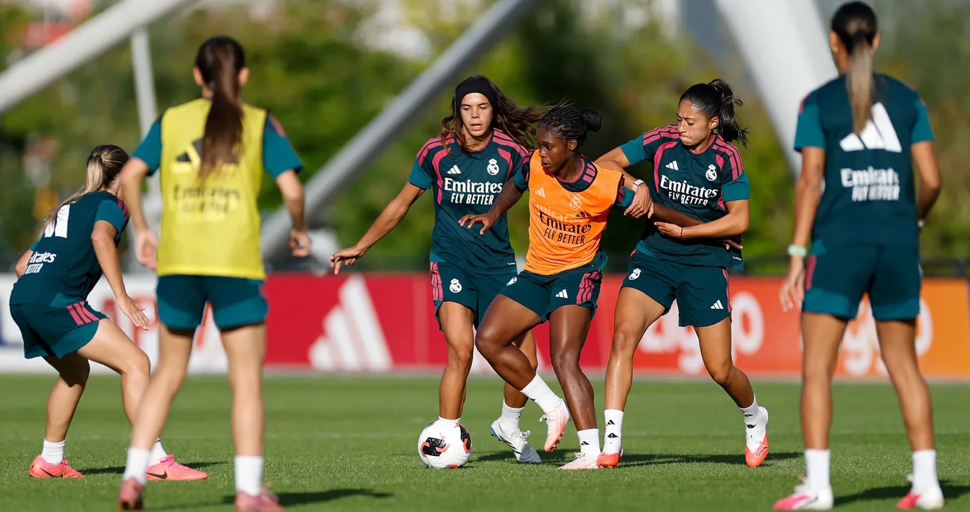 Real Madrid women training on the pitch