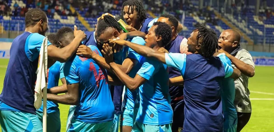 Rivers United players celebrating a goal