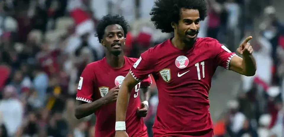 Qatar player celebrating during World Cup match