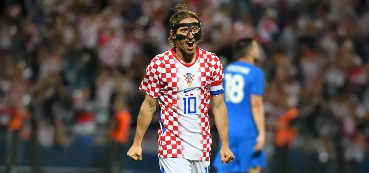 Player celebrating in Croatia national team jersey
