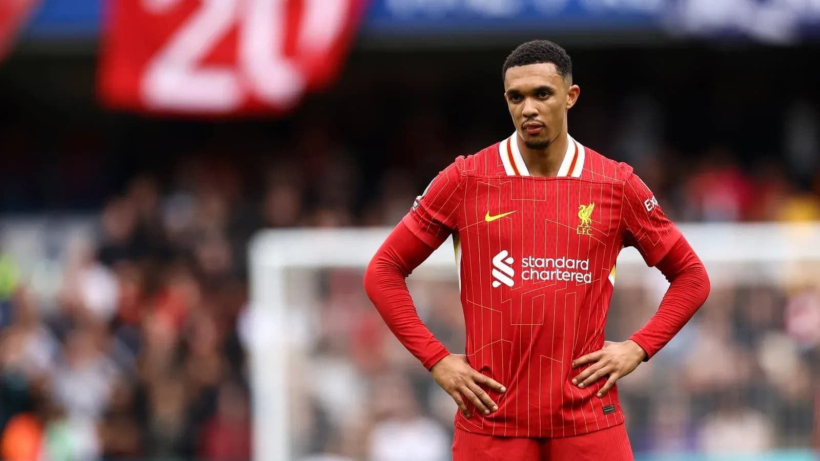 Trent Alexander-Arnold in Liverpool kit on pitch