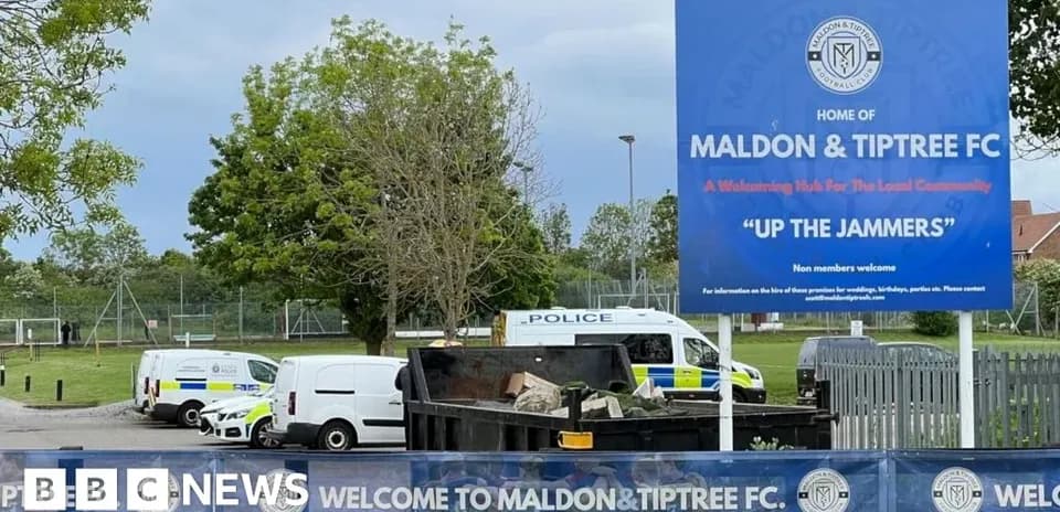 Sign for Maldon & Tiptree FC at stadium entrance