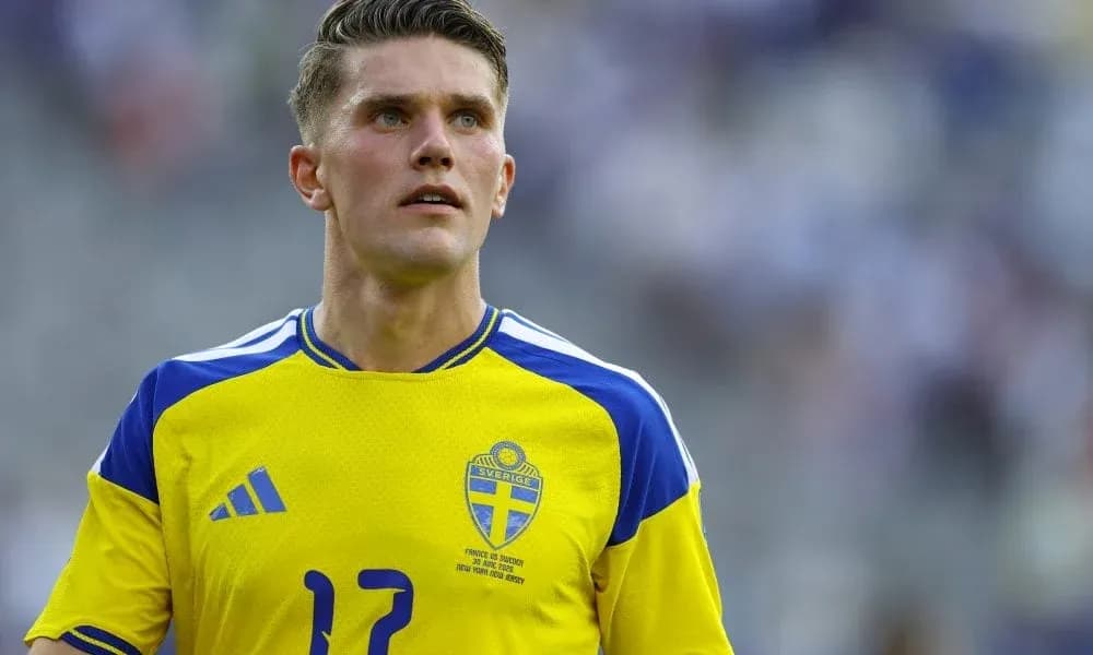 Swedish player in yellow jersey during match