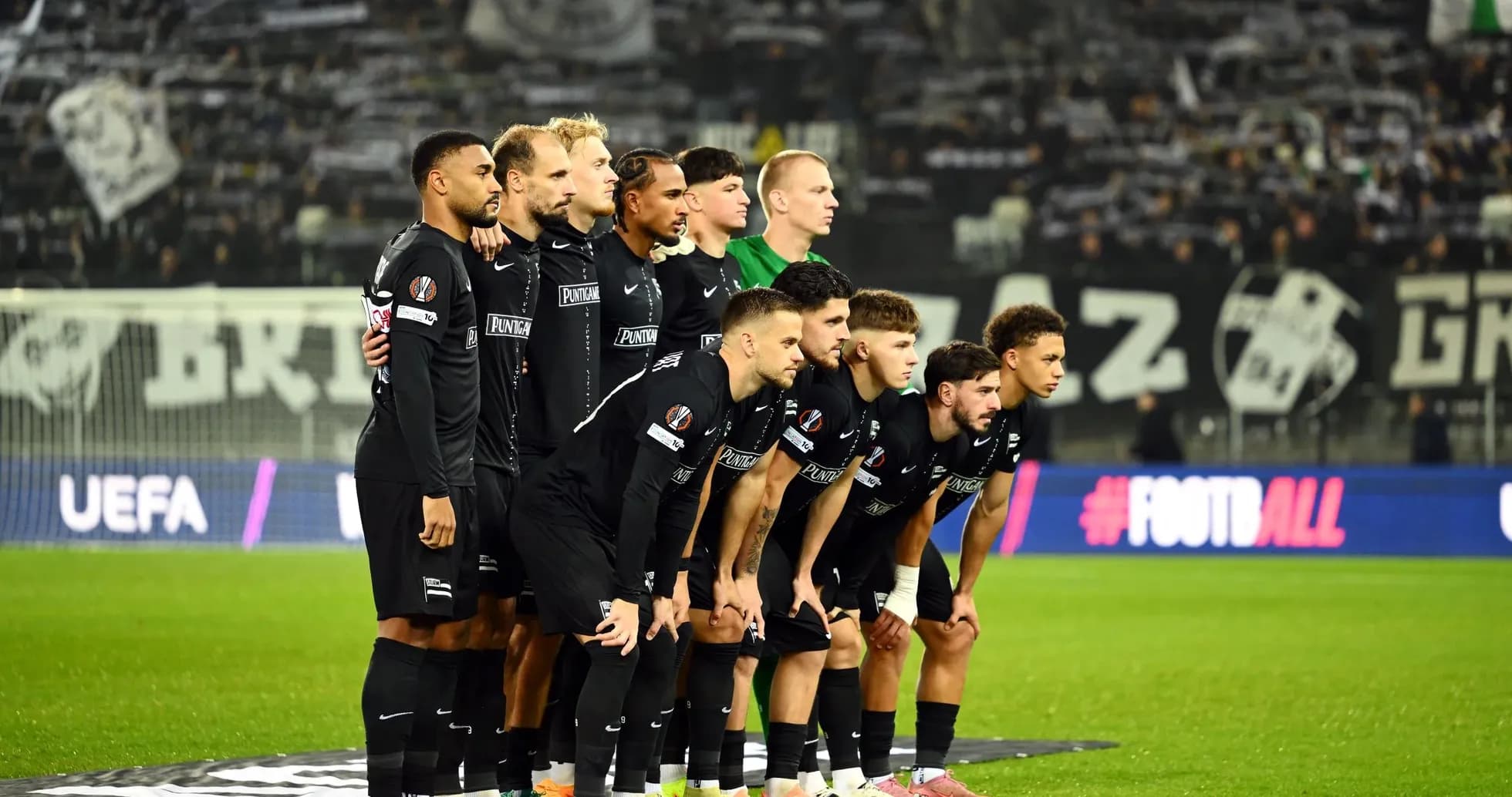 Sturm Graz team lineup before UEFA match