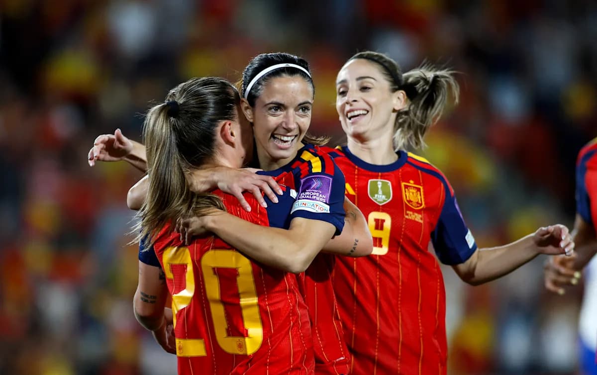 Spanish players celebrating a goal during match