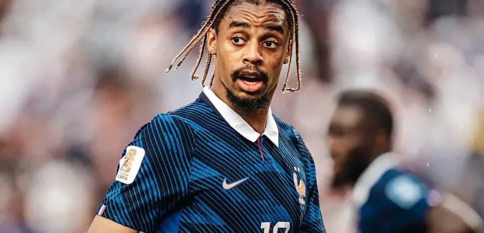 Player in blue France jersey during match