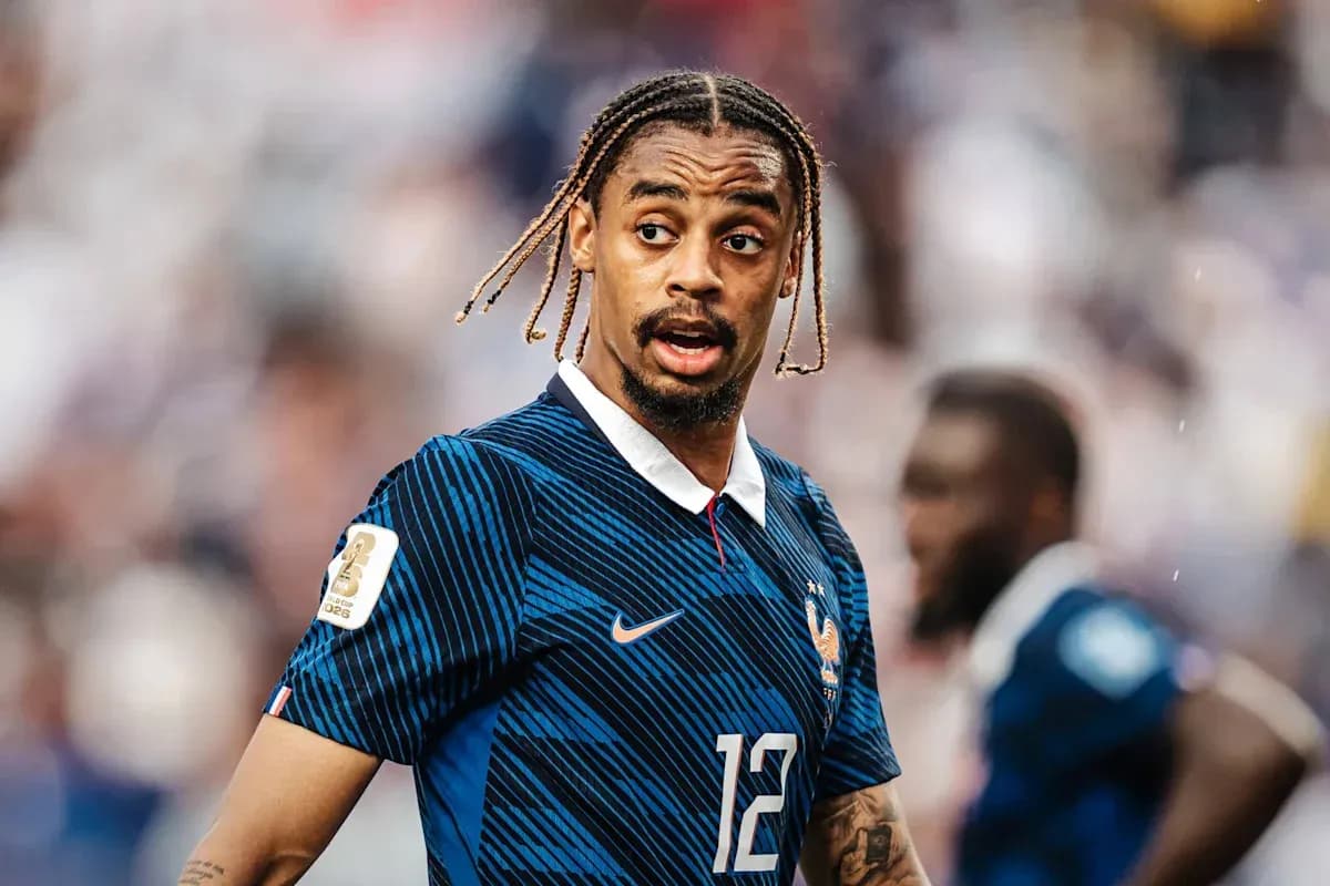Player in blue France jersey during match
