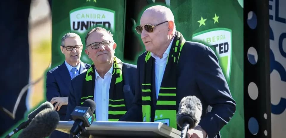 Officials speaking at Canberra United announcement event