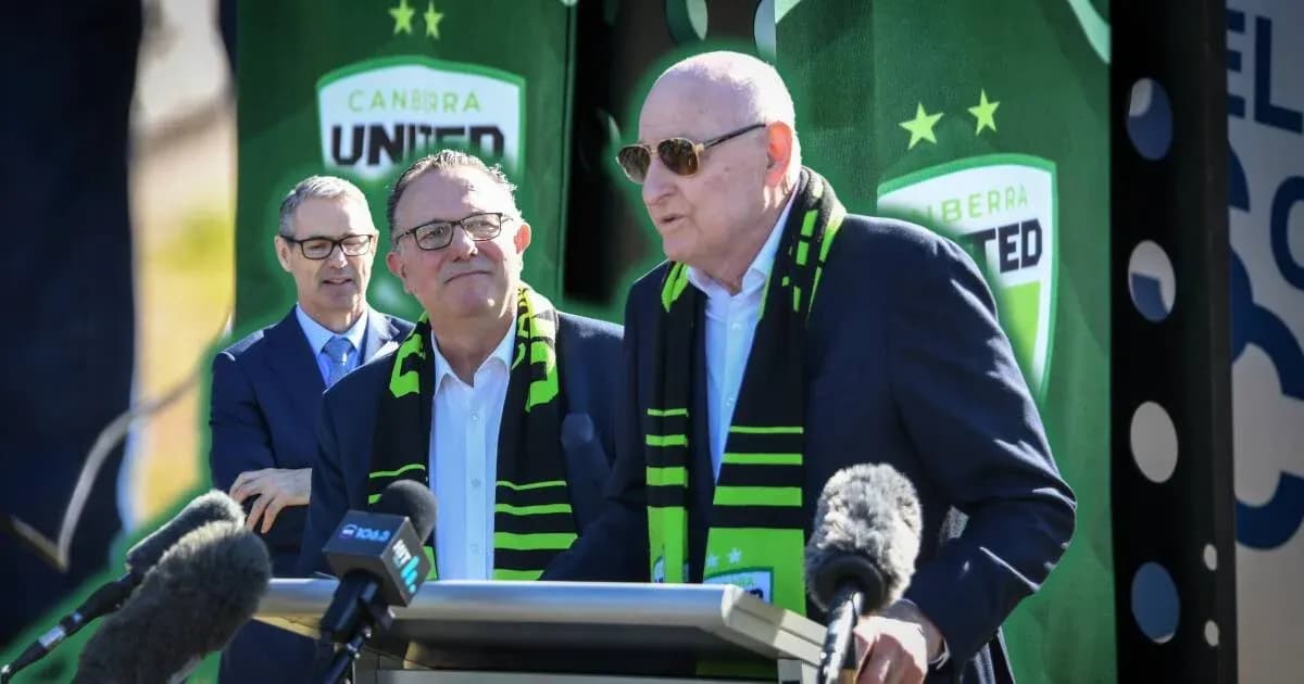 Officials speaking at Canberra United announcement event