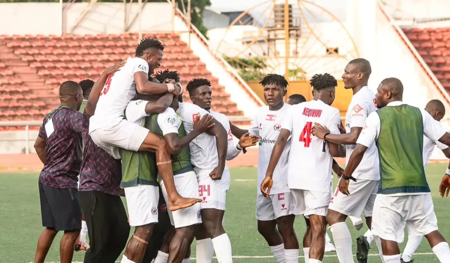 Players celebrating during Katsina United match