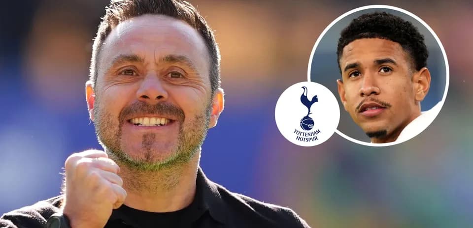 Coach celebrating with Tottenham Hotspur logo and player