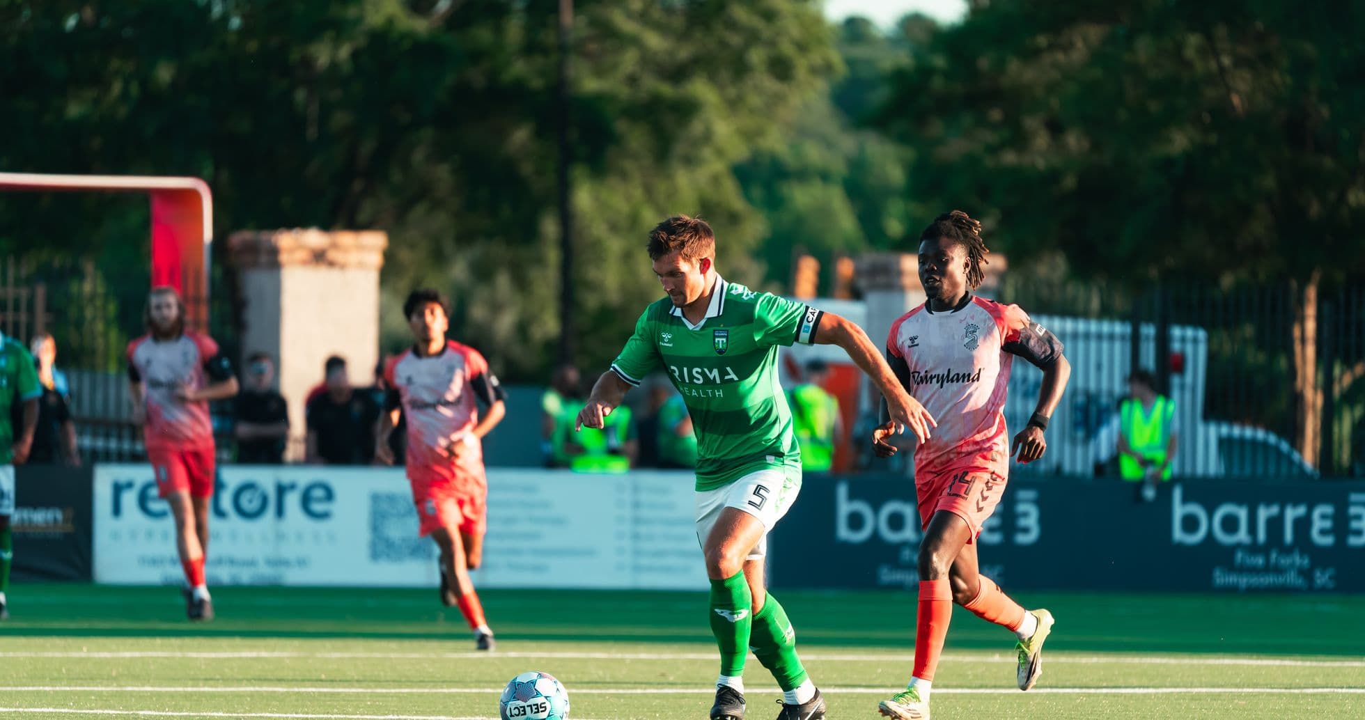 Player dribbling the ball during match