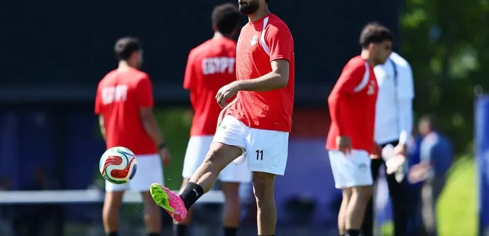 Egyptian player practicing before match against Belgium