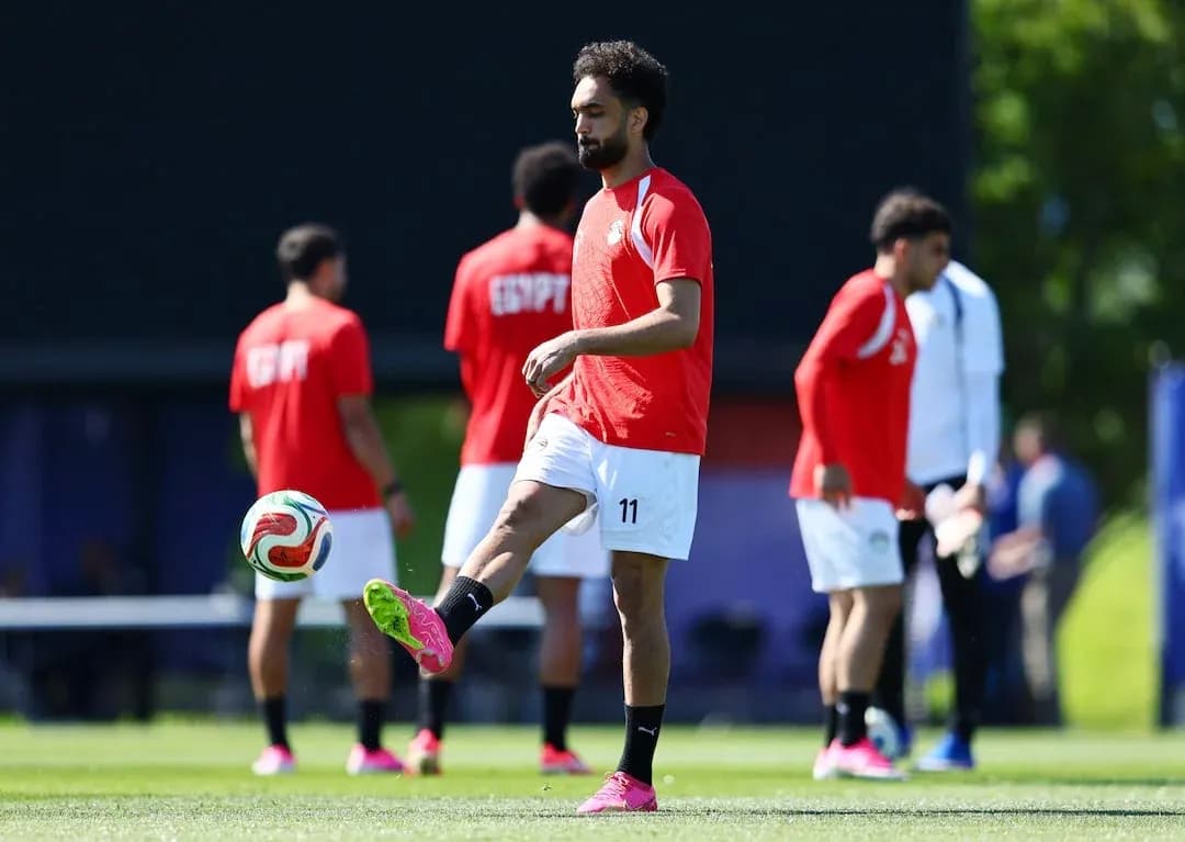 Egyptian player practicing before match against Belgium