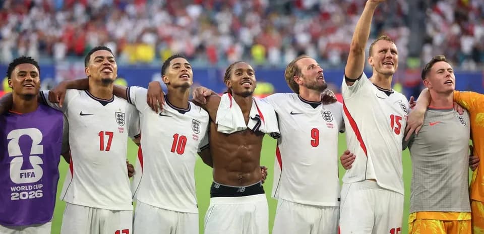 England players celebrating after a match together