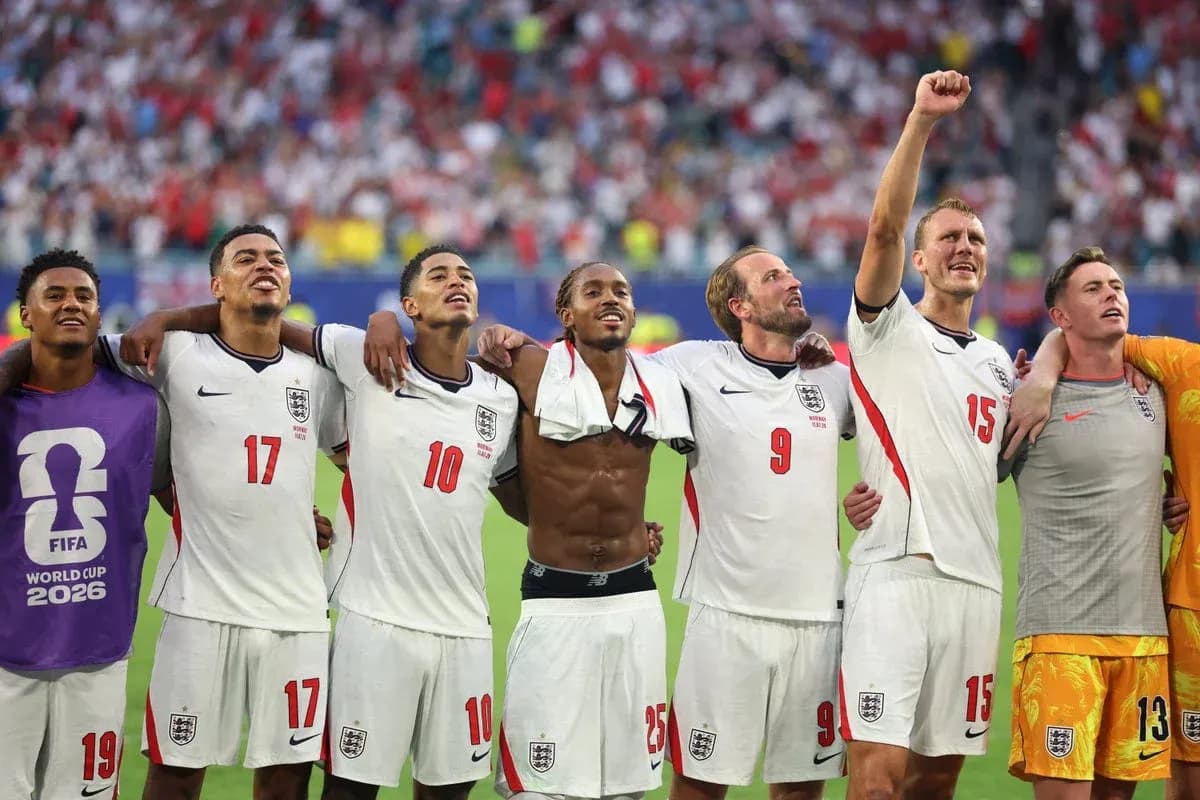 England players celebrating after a match together