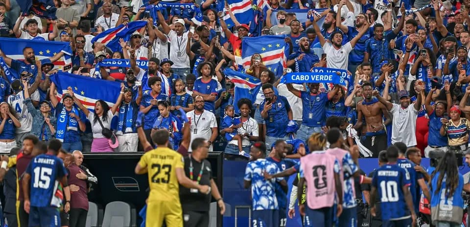 Cape Verde fans celebrating at World Cup match