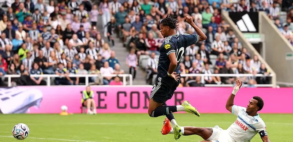 Player attempting to jump over opponent during match