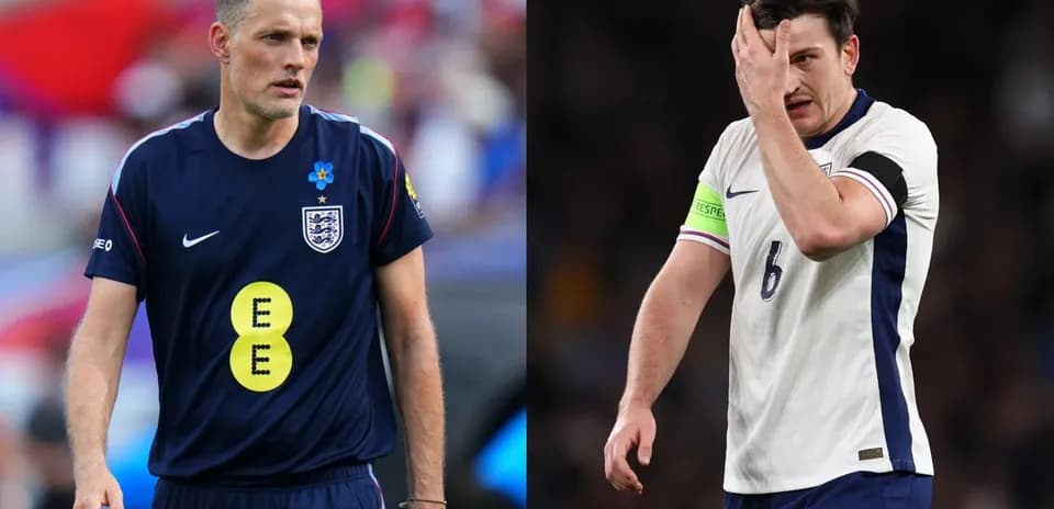 Two England football players during a match