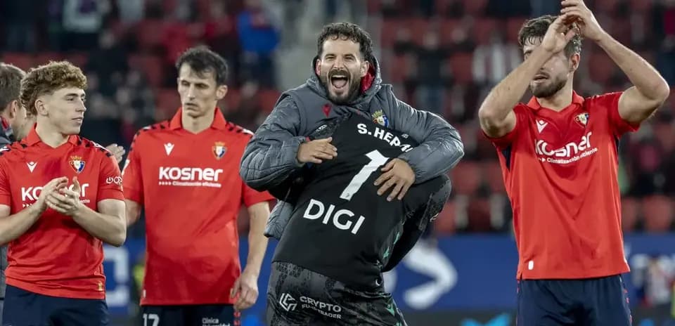 Osasuna players celebrating after the match