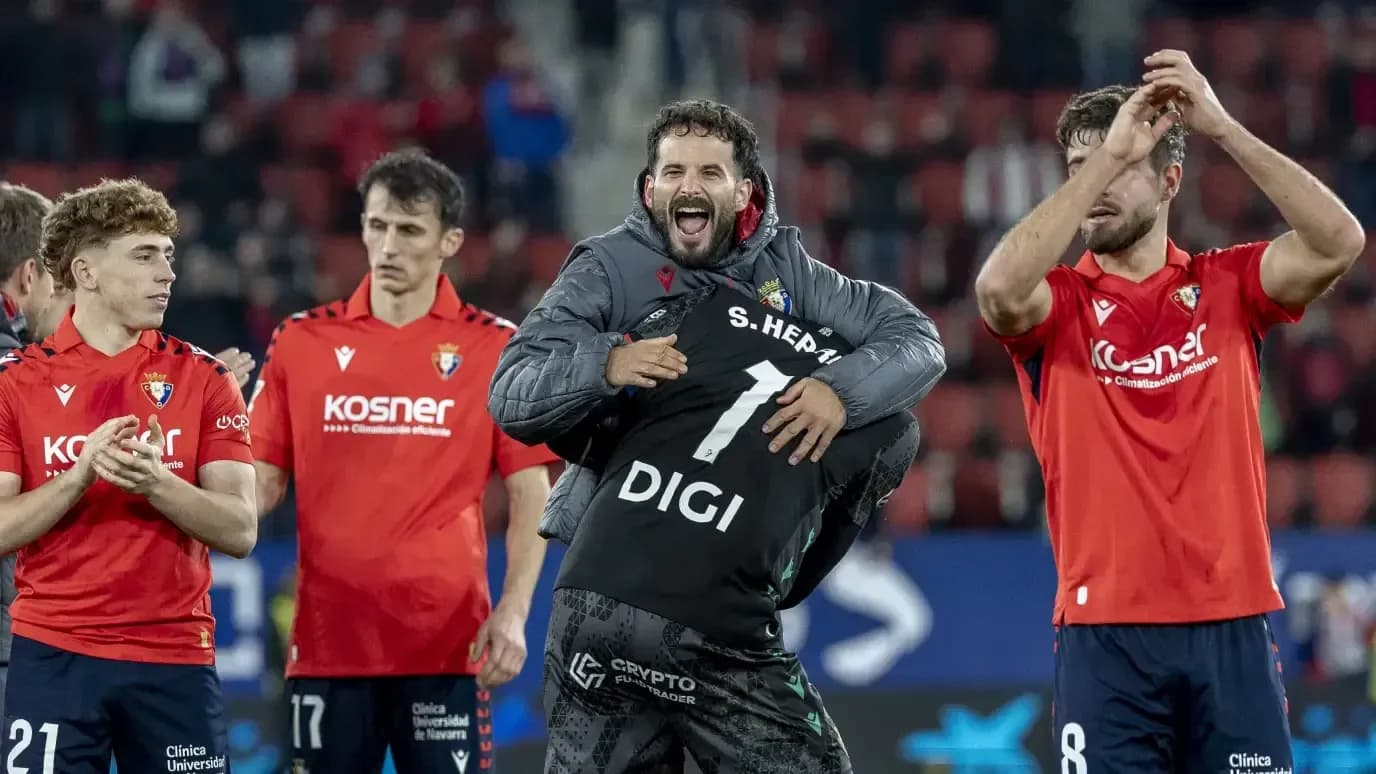 Osasuna players celebrating after the match