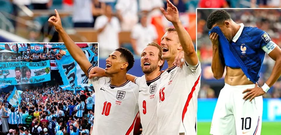 England players celebrating with fans at stadium
