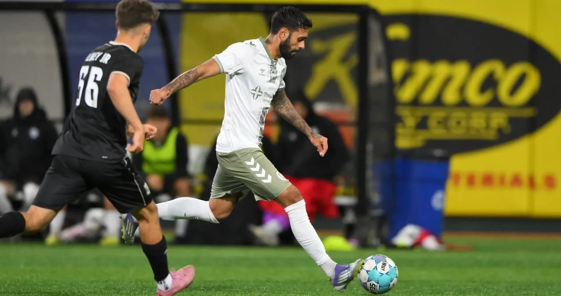 Player dribbling the ball during NY Cosmos match