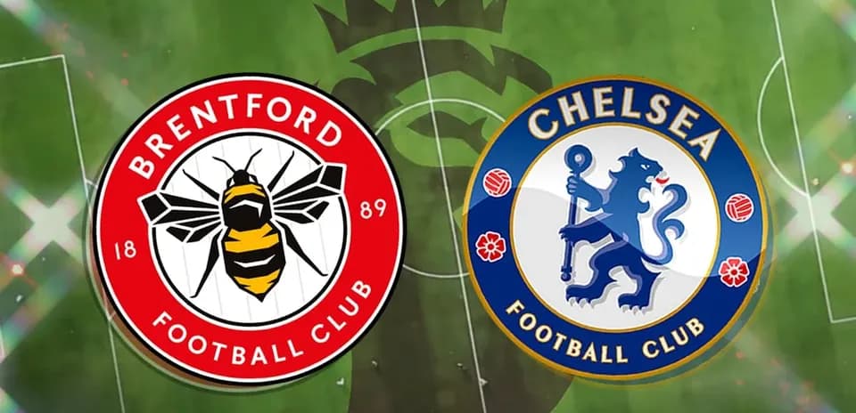 Logos of Brentford and Chelsea football clubs