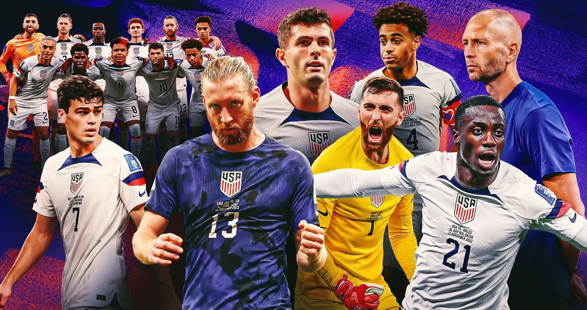 US Men's National Team players posing and celebrating