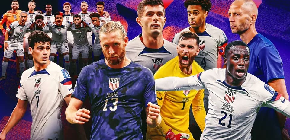US Men's National Team players posing and celebrating