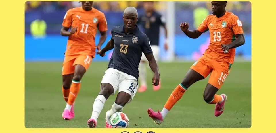 Player 23 dribbling past two defenders during match