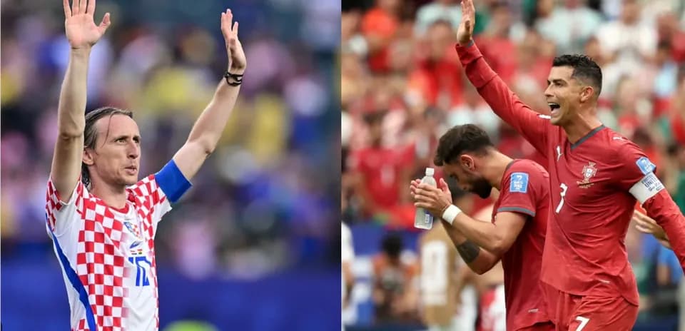 Luka Modric and Cristiano Ronaldo celebrating